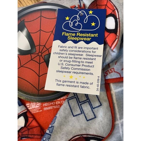 Spiderman Boys Pajama Set 2-Piece Coat Style Sleepwear  Size 5 7 8 12 NWT - Picture 5 of 12